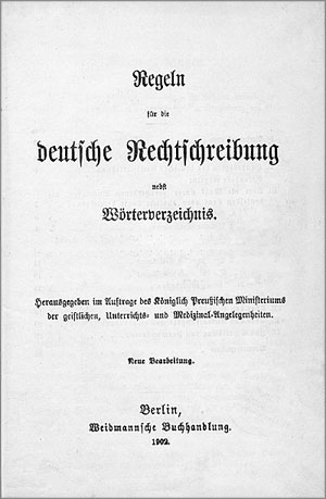 Titelseite der amtlichen Rechtschreibung 1902